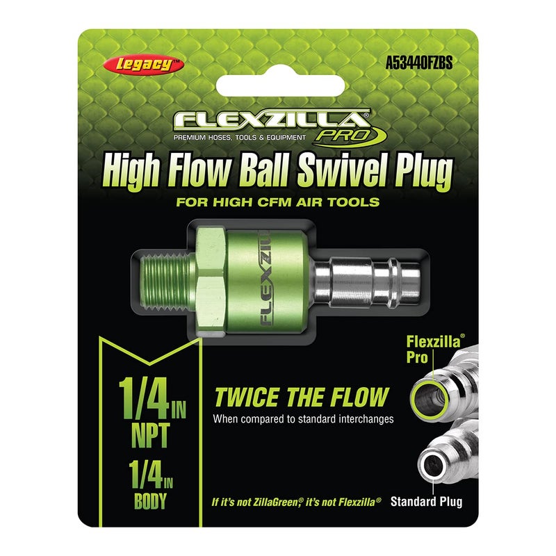 Flexzilla Pro High Flow Ball Swivel Plug, 1/4" Body, 1/4" MNPT - A53440FZBS - Image 2